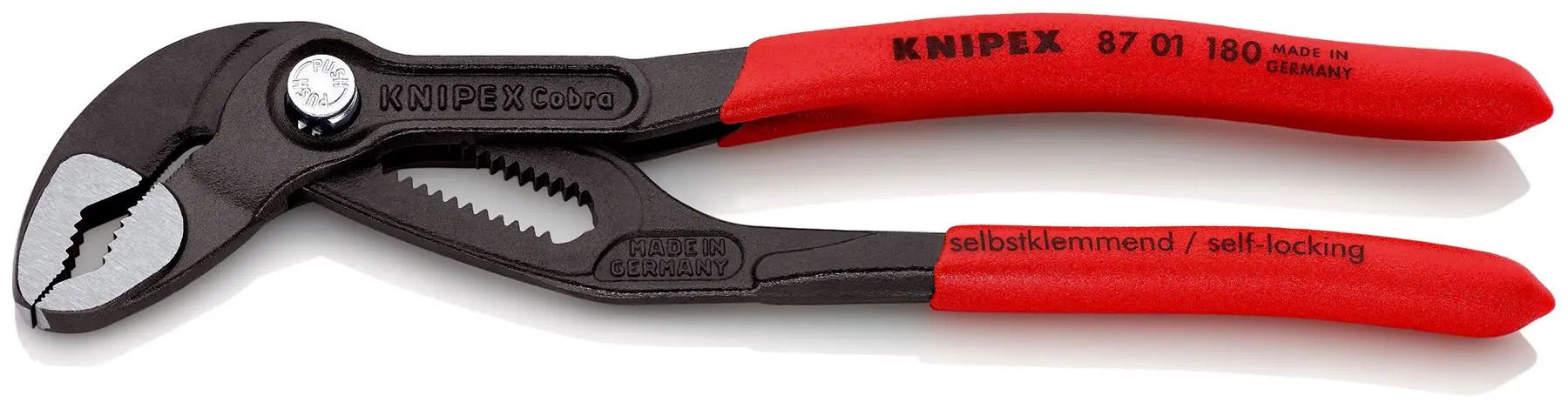 KNIPEX Cobra High Tech Water Pump Pliers 180mm Plastic Coated Handles Non Slip 87 01 180 SB
