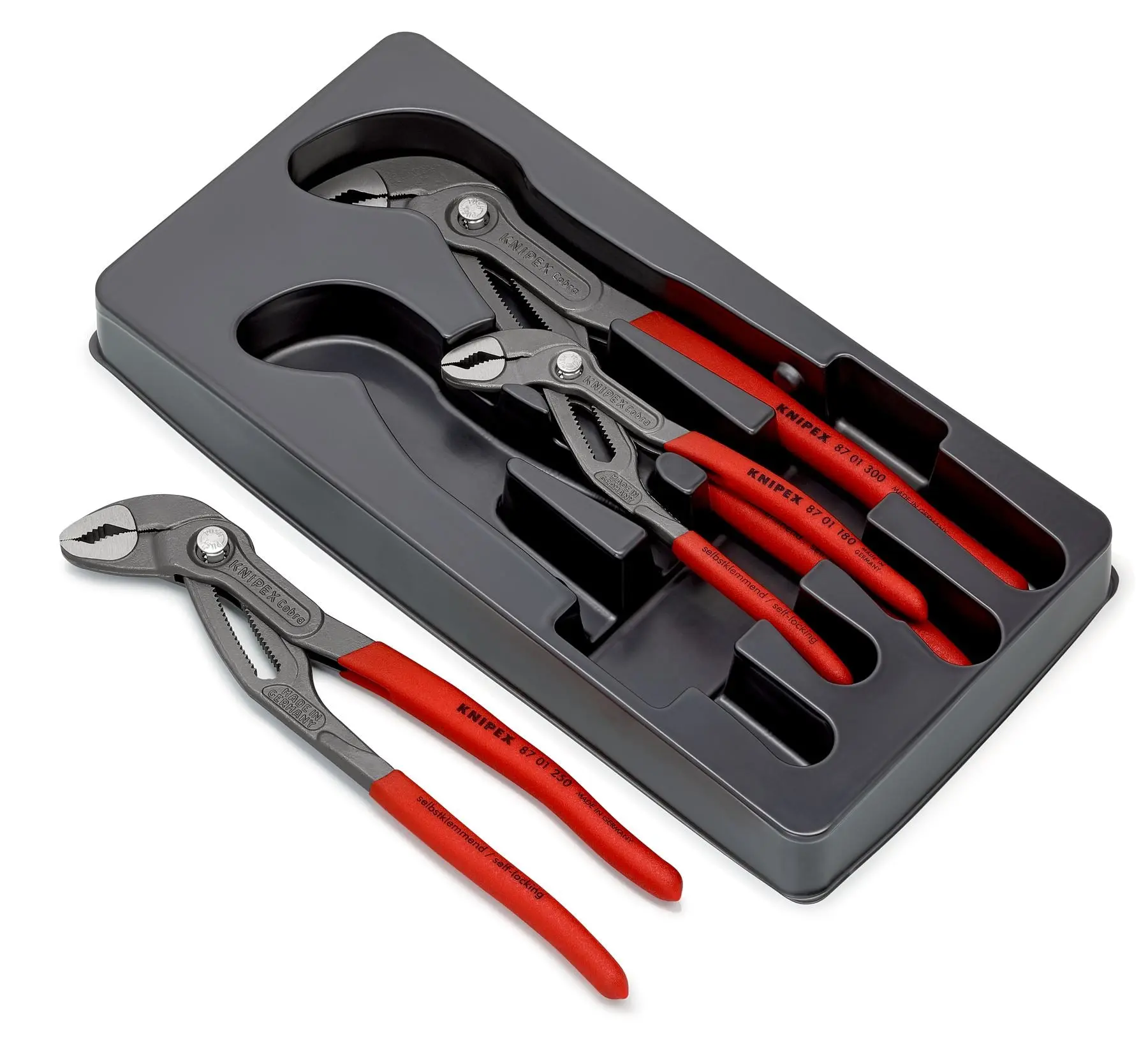 Knipex Cobra Pliers Set 3 Piece 180mm 250mm 300mm Plier in Tray 00 20 09 V02 - Image 2