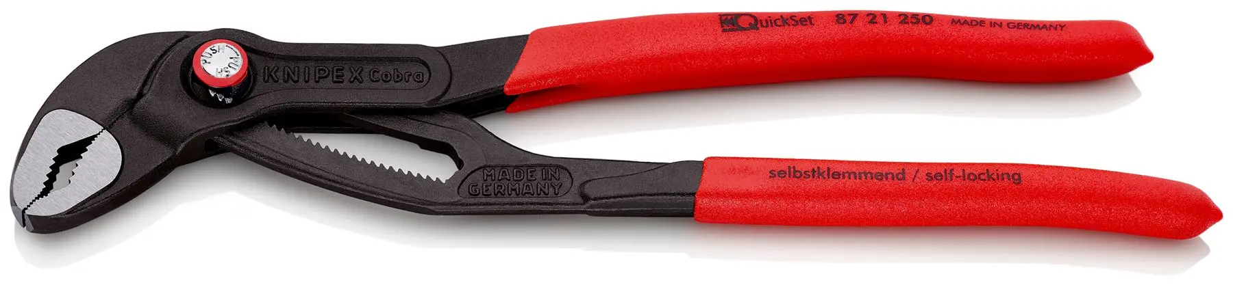 KNIPEX Cobra QuickSet High Tech Water Pump Pliers 250mm Plastic Coated Handles Non Slip 87 21 250