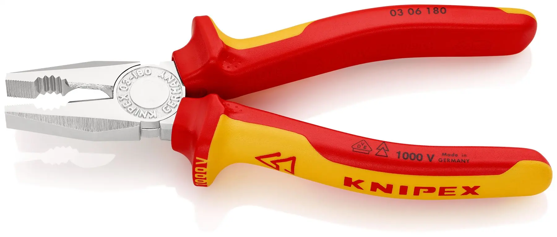 KNIPEX Combination Pliers 180mm VDE Chrome Multi Component Grips 03 06 180 SB - Image 2