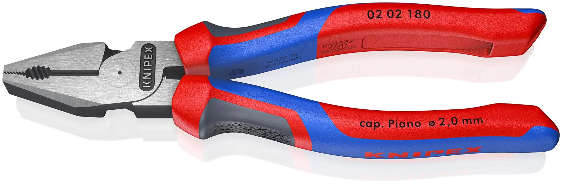 KNIPEX Combination Pliers High Leverage 180mm with Comfort Handles 02 02 180