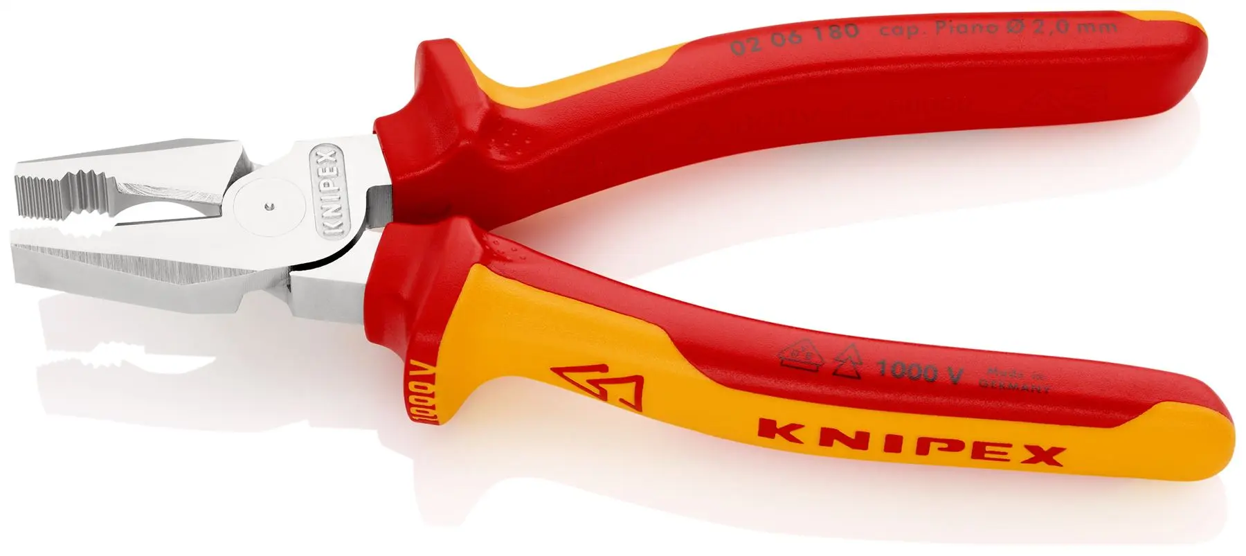 KNIPEX Combination Pliers High Leverage 180mm VDE Multi Component Grips 02 06 180 - Image 3