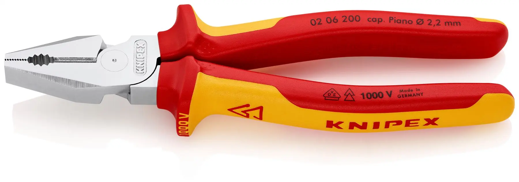 KNIPEX Combination Pliers High Leverage 200mm VDE Multi Component Grips 02 06 200 SB