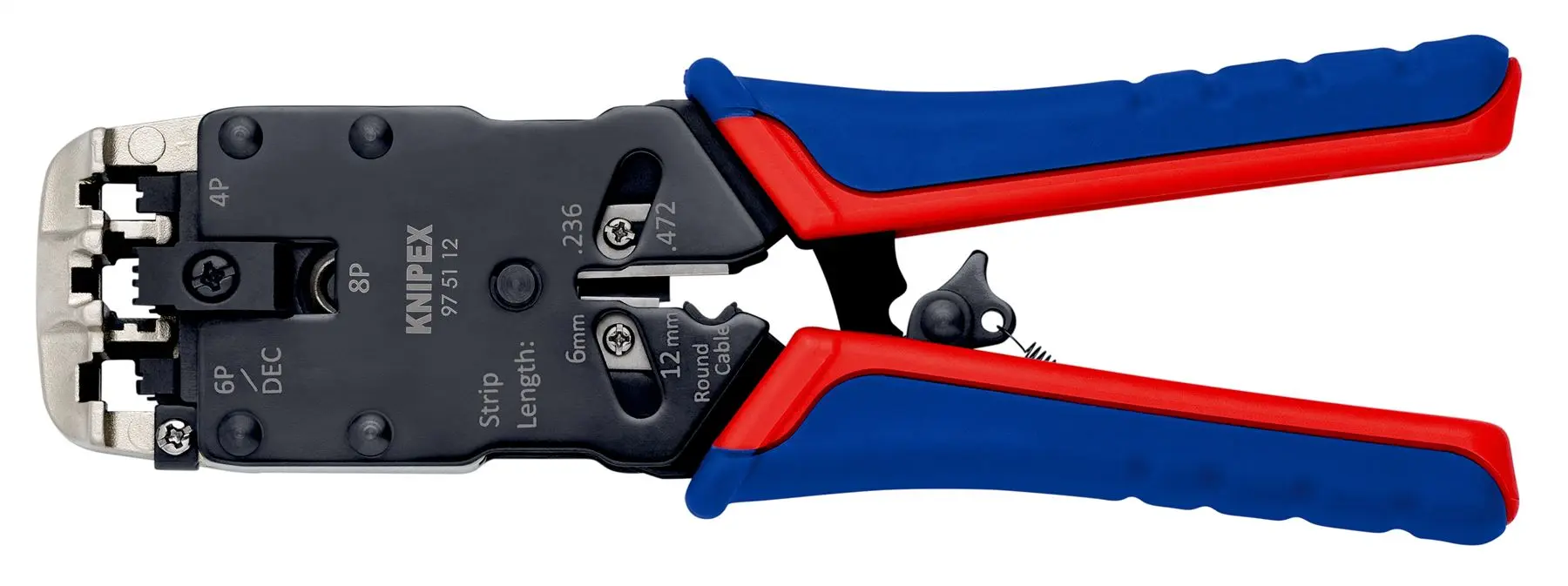 KNIPEX Crimping Pliers for Western Plugs RJ45 RJ10 RJ11 RJ12 200mm Multi Component Grips 97 51 12