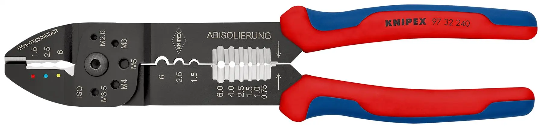 KNIPEX Crimping Pliers Wire Strippers for Non and Insulated Terminals 240mm Multi Component Grips 97 32 240 SB