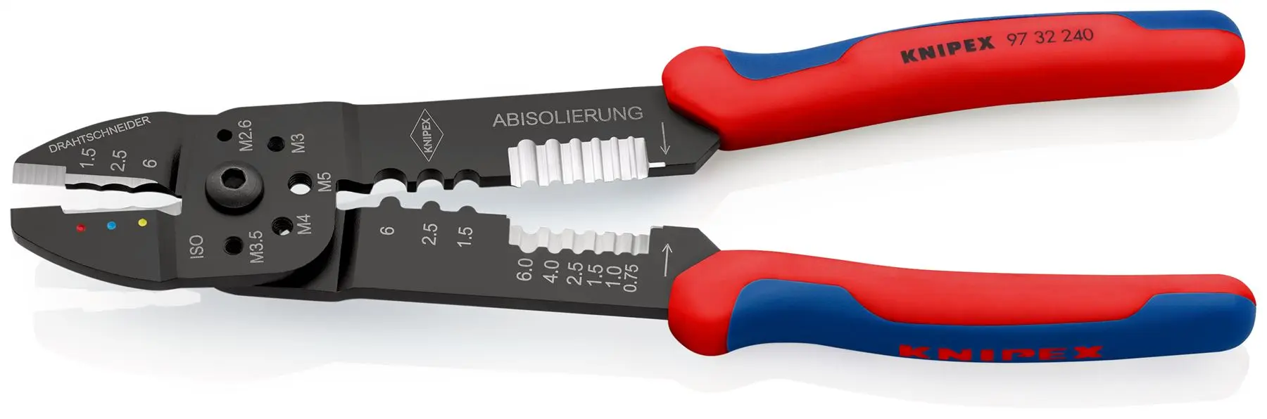 KNIPEX Crimping Pliers Wire Strippers for Non and Insulated Terminals 240mm Multi Component Grips 97 32 240 SB - Image 2