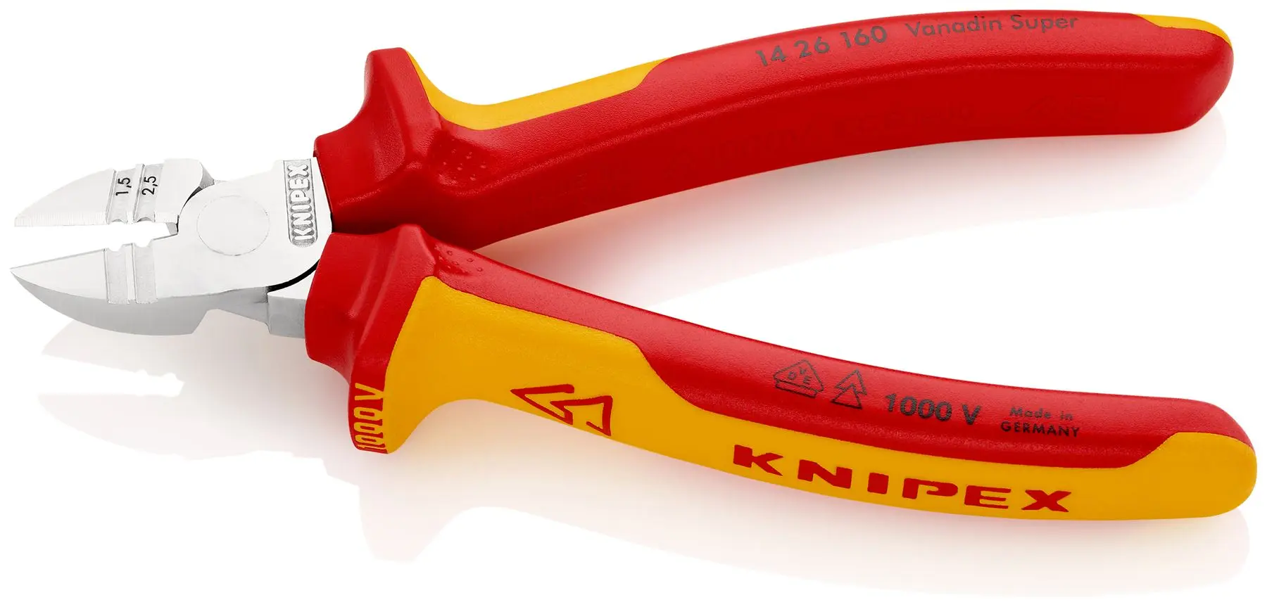 KNIPEX Diagional Side Cutting Pliers Insulation Stripper 160mm VDE Chrome Multi Component Grips 14 26 160 SB - Image 2