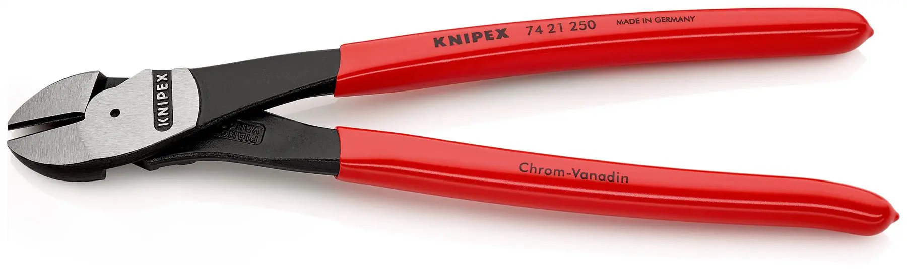 KNIPEX Diagonal Cutting Pliers High Leverage Side Cutters 12° Angled Head 250mm Plastic Coated 74 21 250 - Image 2