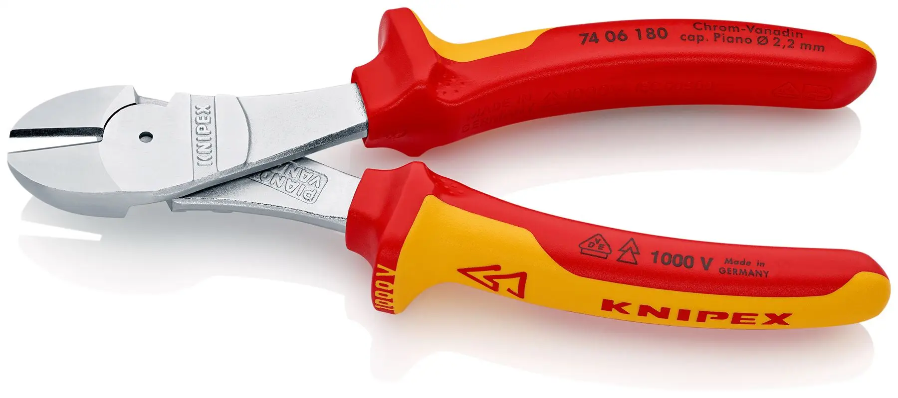 KNIPEX Diagonal Cutting Pliers High Leverage Side Cutters 180mm VDE Multi Component Grips 74 06 180 SB - Image 2