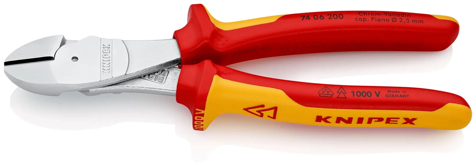 KNIPEX Diagonal Cutting Pliers High Leverage Side Cutters 200mm VDE Multi Component Grips 74 06 200 SB