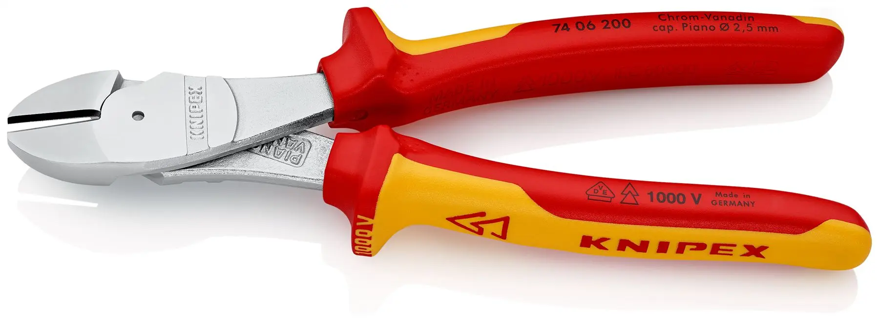 KNIPEX Diagonal Cutting Pliers High Leverage Side Cutters 200mm VDE Multi Component Grips 74 06 200 SB - Image 2