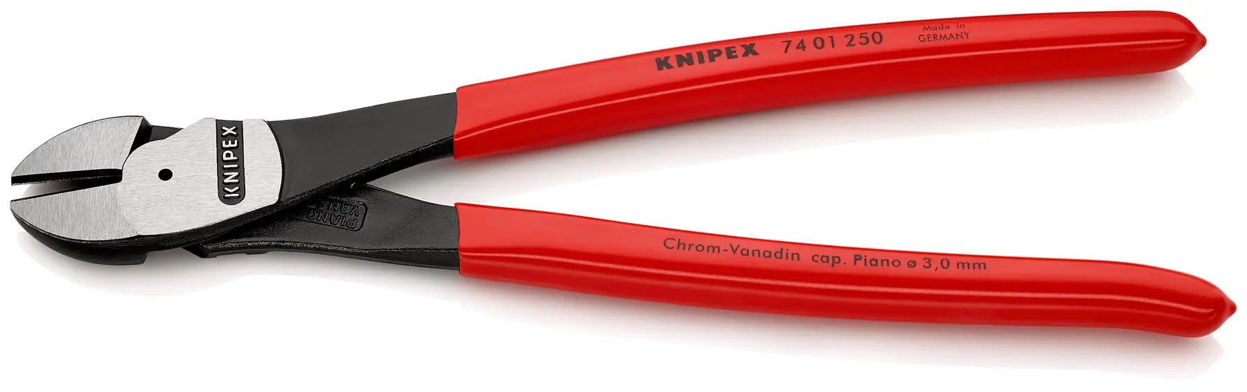 KNIPEX Diagonal Cutting Pliers High Leverage Side Cutters 250mm Plastic Coated Handles 74 01 250 SB - Image 2