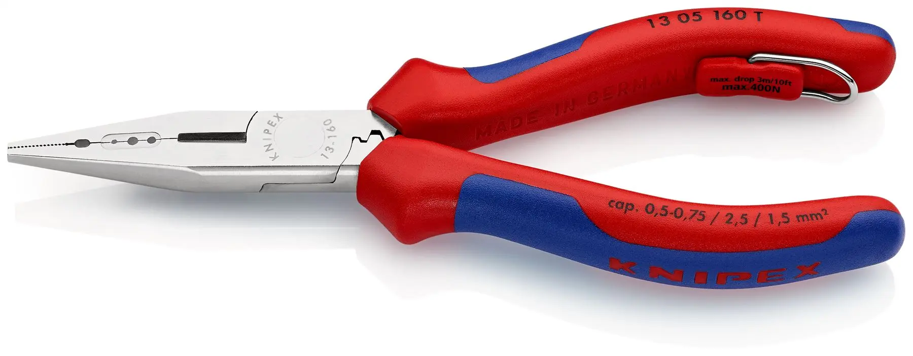 Knipex Electricians Pliers 160mm Multi Component Grips Chrome Plated with Tether Point 13 05 160 T - Image 3