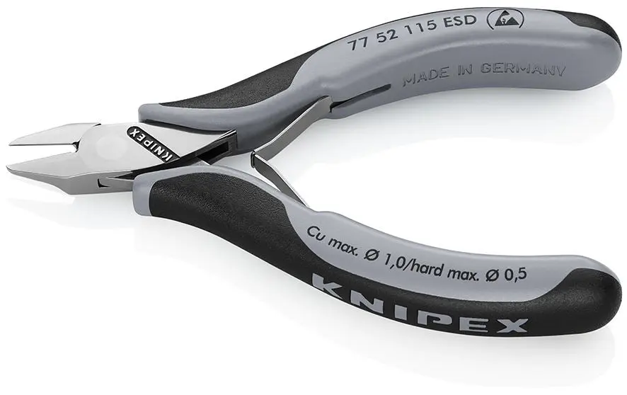KNIPEX Electronics Diagonal Cutter Pliers Pointed Flat Head Small Bevel 115mm Multi Component Grips 77 52 115 ESD - Image 2