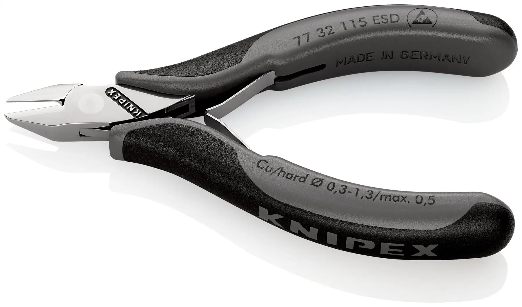 KNIPEX Electronics Diagonal Cutter Pliers Pointed Head Small Bevel 115mm Multi Component Grips 77 32 115 ESD - Image 2