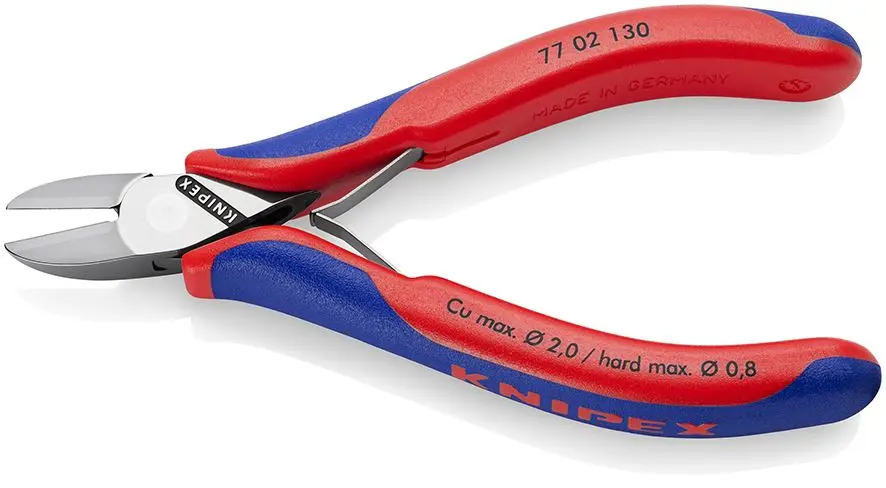 KNIPEX Electronics Diagonal Cutter Pliers Round Head Small Bevel 130mm Multi Component Grips 77 02 130 - Image 2