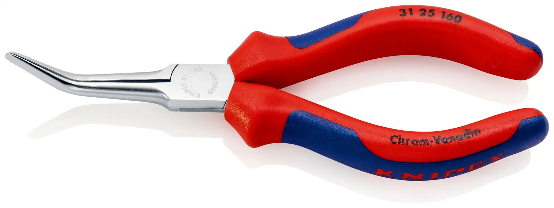 KNIPEX Flat Needle Nose Pliers Bent Nose 160mm Multi Component Grips 31 25 160