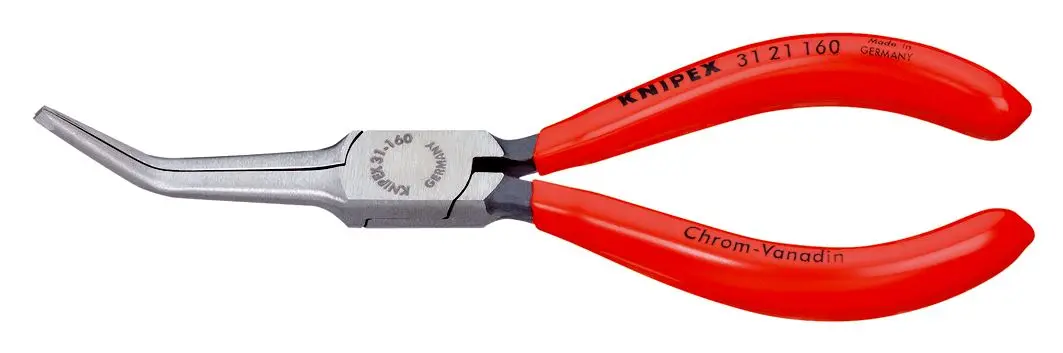 KNIPEX Flat Needle Nose Pliers Bent Nose 160mm Plastic Coated 31 21 160