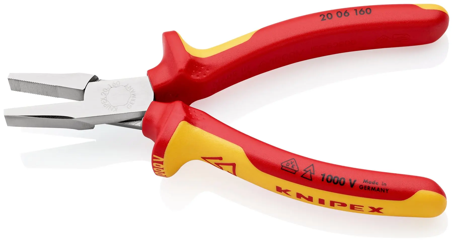KNIPEX Flat Nose Pliers 160mm VDE Chrome Multi Component Grips 20 06 160 - Image 2