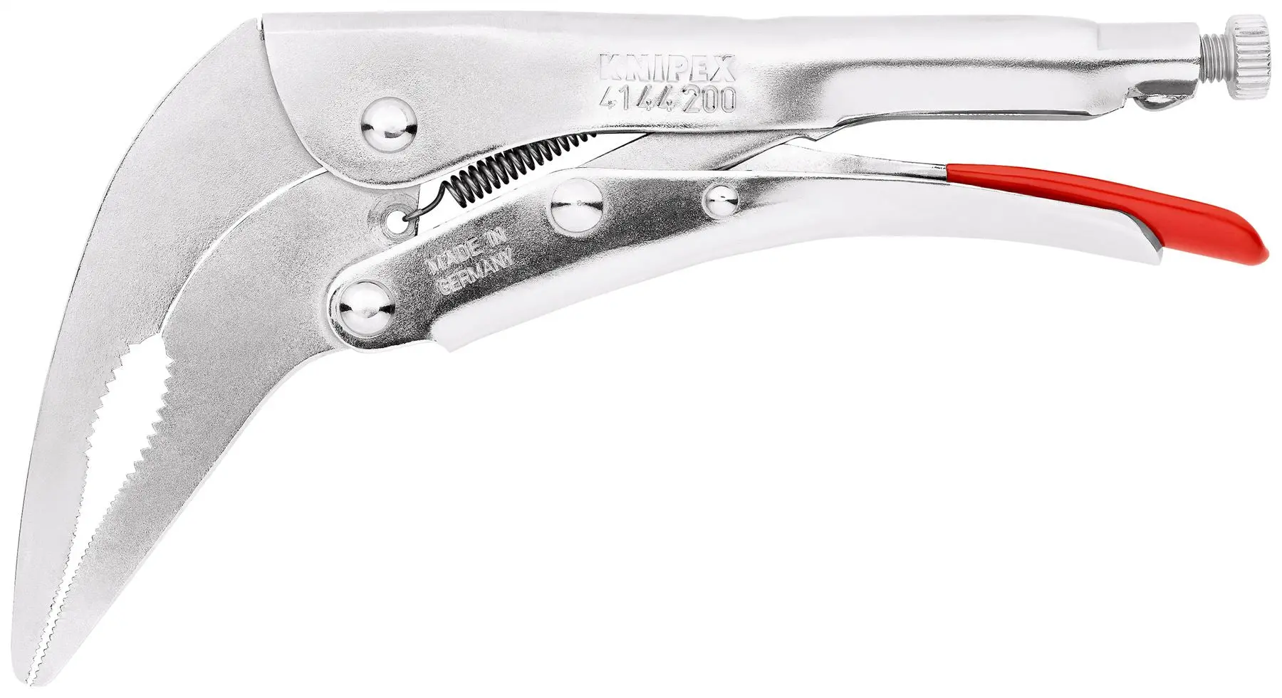 KNIPEX Grip Locking Pliers Mole Grips Bent Nose 200mm Galvanised 41 44 200
