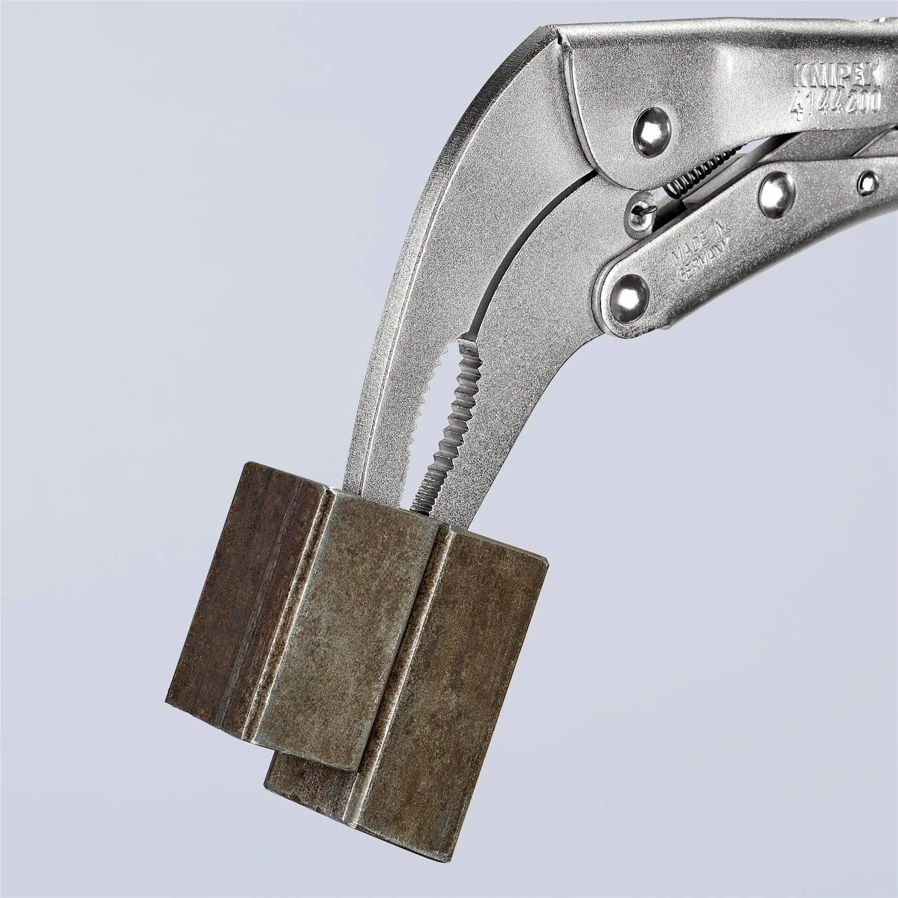 KNIPEX Grip Locking Pliers Mole Grips Bent Nose 200mm Galvanised 41 44 200 - Image 3