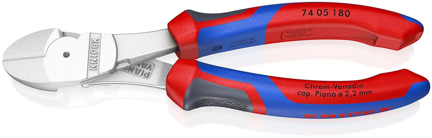 KNIPEX High Leverage Diagonal Side Cutting Pliers 180mm Chrome with Comfort Handles 74 05 180