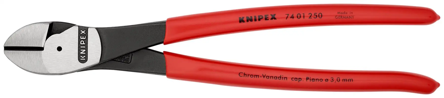 KNIPEX High Leverage Diagonal Side Cutting Pliers 250mm Polished Head 74 01 250 - Image 3