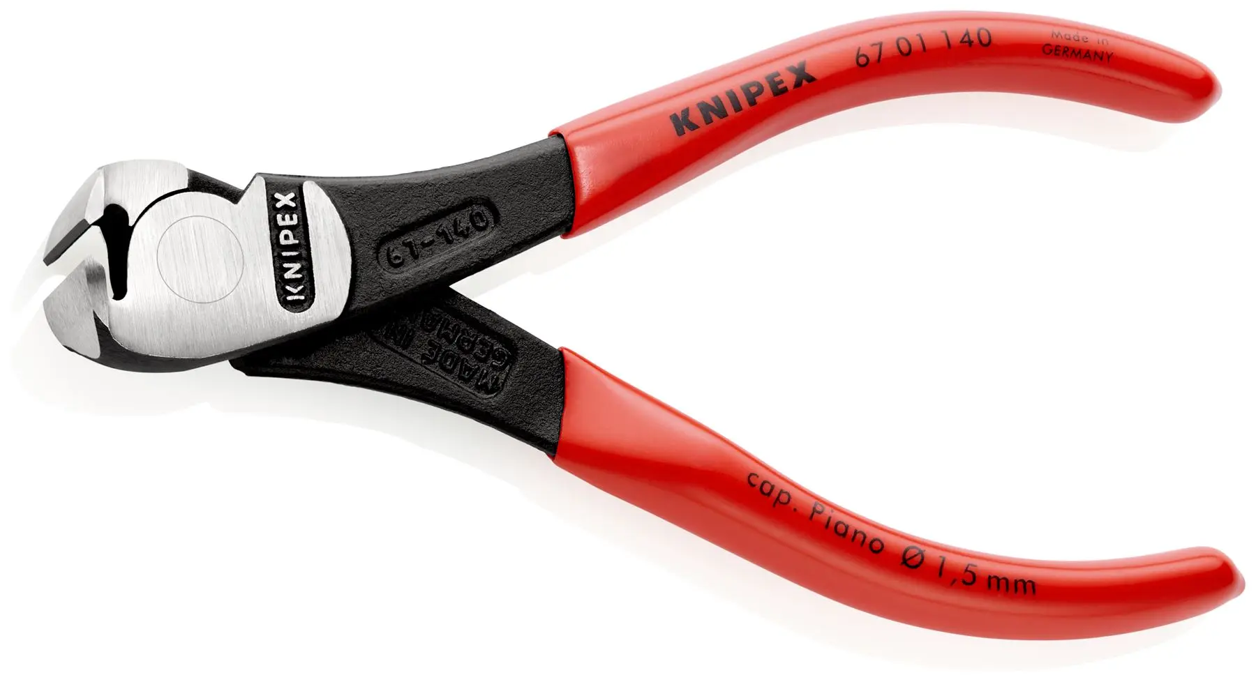 KNIPEX High Leverage End Cutting Nipper Pliers 140mm Plastic Coated Handles 67 01 140 SB - Image 2