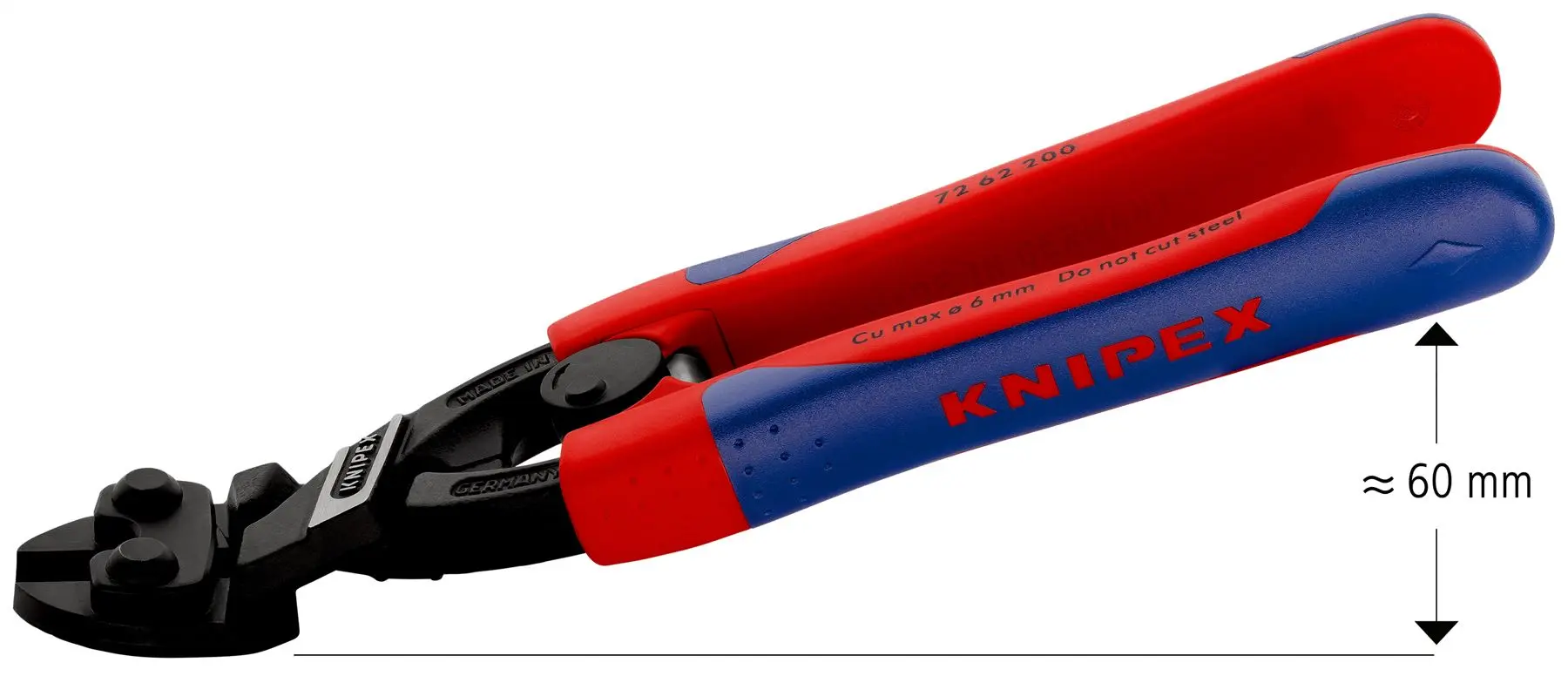 KNIPEX High Leverage Flush Cutter for Soft Metal and Plastic 200mm Multi Component Grips 72 62 200