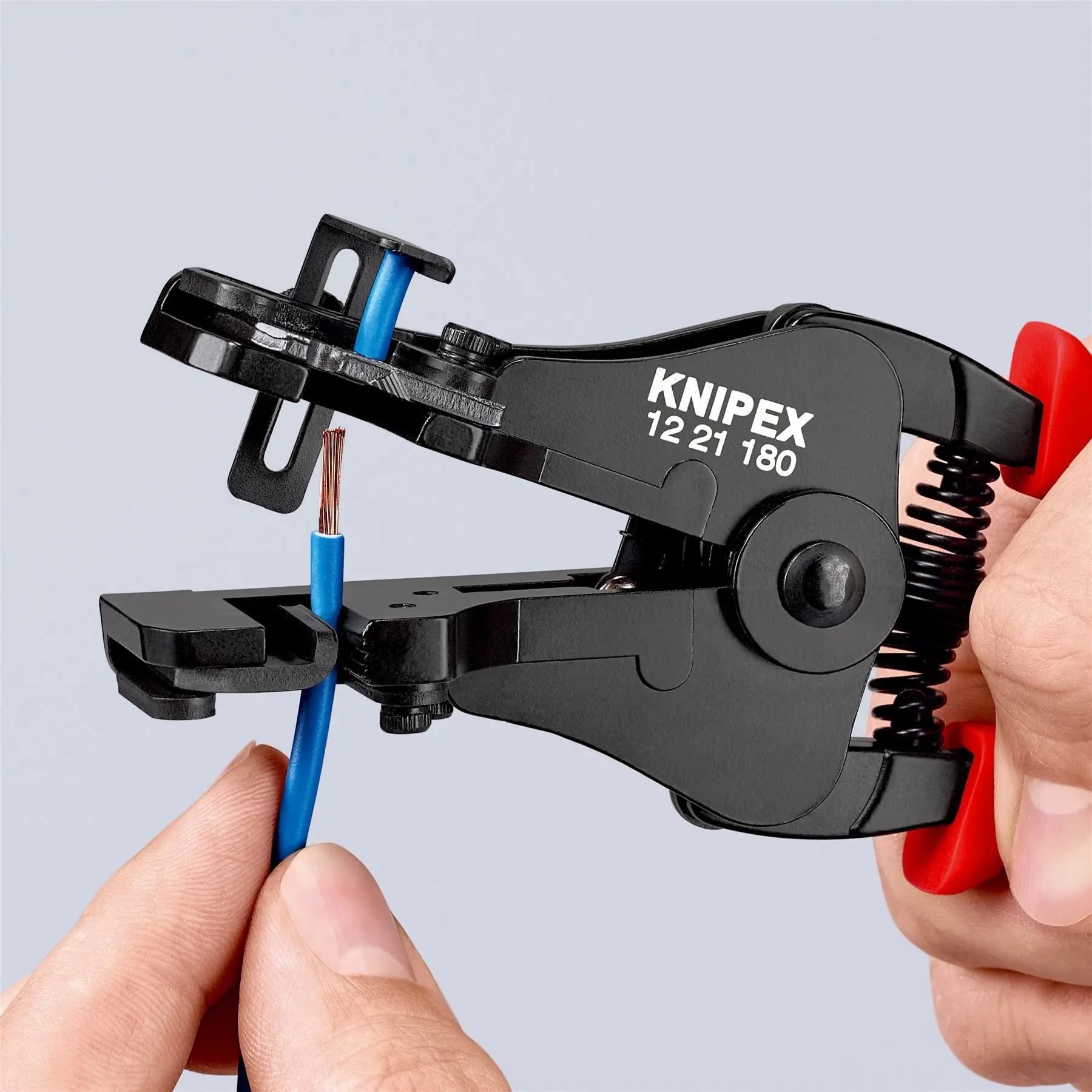 KNIPEX Insulation Stripper with Adapted Blades 180mm Stripping Pliers Plastic Coated 12 21 180 - Image 5