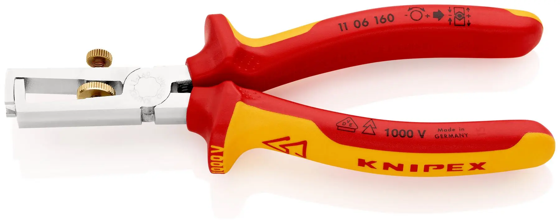 KNIPEX Insulation Stripper with Opening Spring 160mm VDE Chrome Multi Component Grips 11 06 160 SB