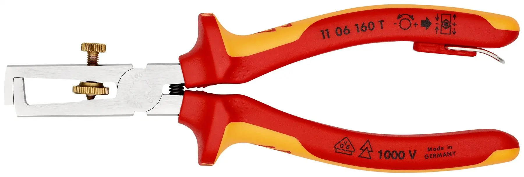 Knipex Insulation Stripper with Opening Spring 160mm VDE Insulated 1000V with Tether Point 11 06 160 T - Image 3