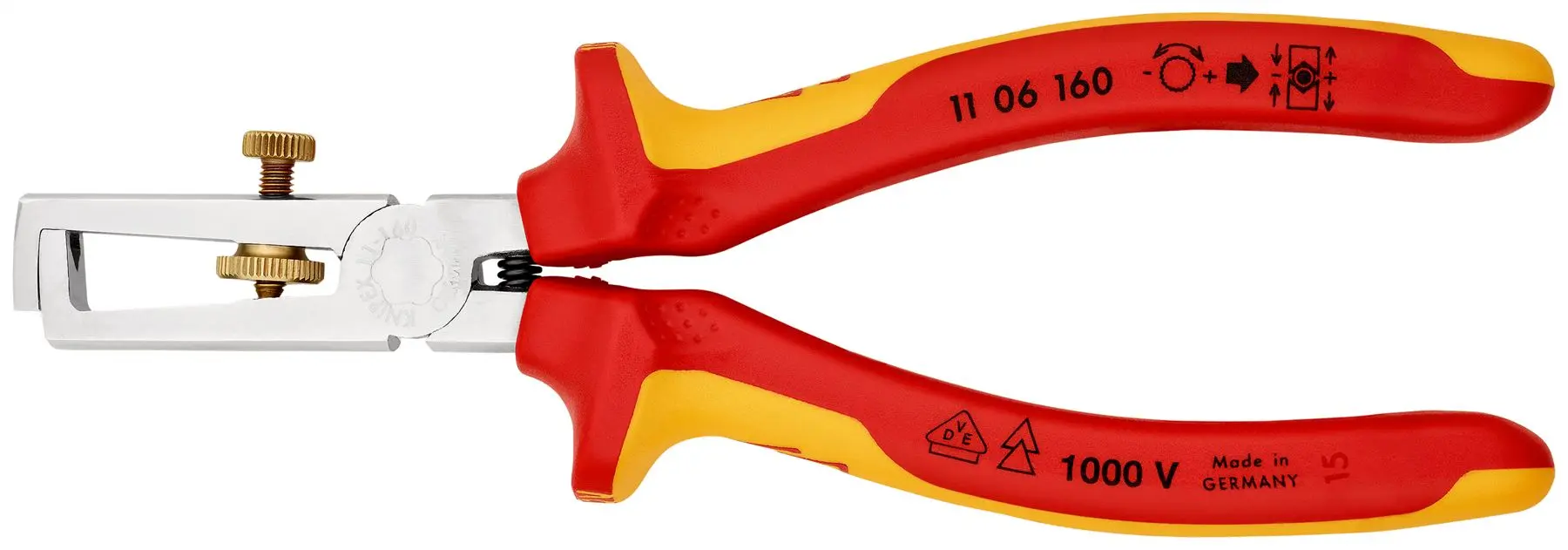 Knipex Insulation Wire Stripper with Opening Spring 160mm VDE Insulated 1000V 11 06 160 - Image 2