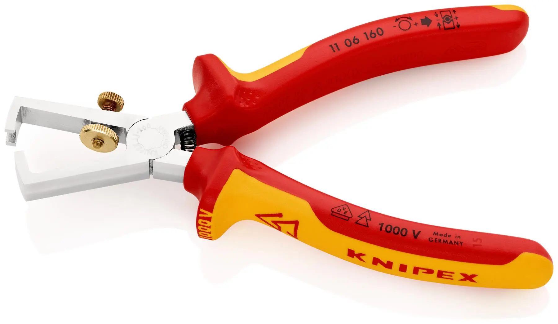 Knipex Insulation Wire Stripper with Opening Spring 160mm VDE Insulated 1000V 11 06 160 - Image 3