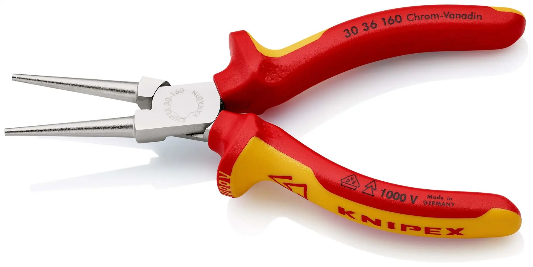 KNIPEX Long Nose Pliers Heavy Duty Wear Resisting 160mm VDE Chrome Multi Component Grips 30 36 160 - Image 2