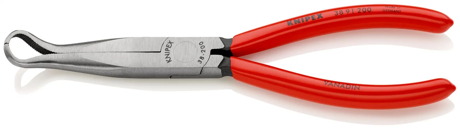 Knipex Mechanics Pliers 200mm 45 Degree Angled Half Round Long Jaws 38 91 200