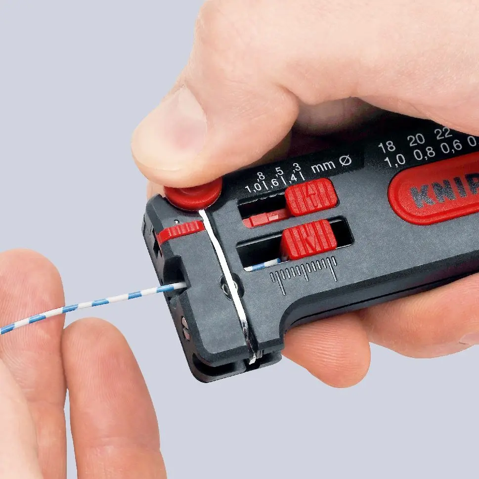 KNIPEX Mini Wire Stripper 0.3-1mm with Wire Cutter 12 80 100 SB - Image 2