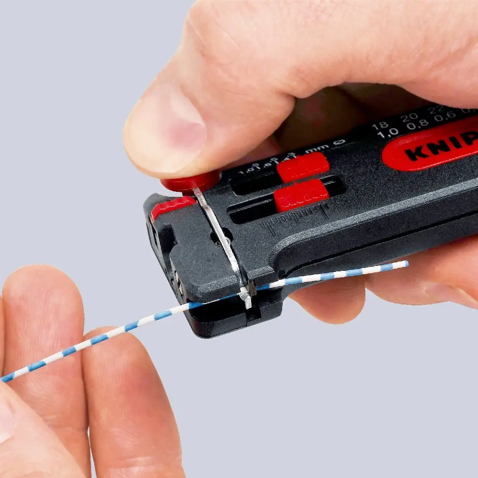 KNIPEX Mini Wire Stripper 0.3-1mm with Wire Cutter 12 80 100 SB - Image 3