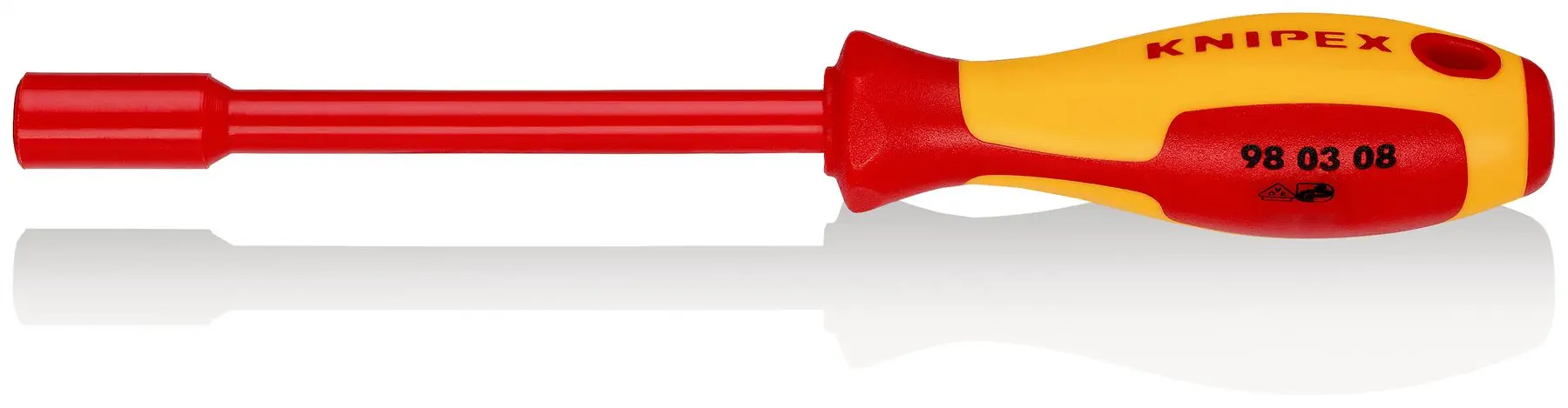 KNIPEX Nut Driver with Screwdriver Handle 8.0mm VDE Insulated Multi Component Grips 237mm 98 03 08
