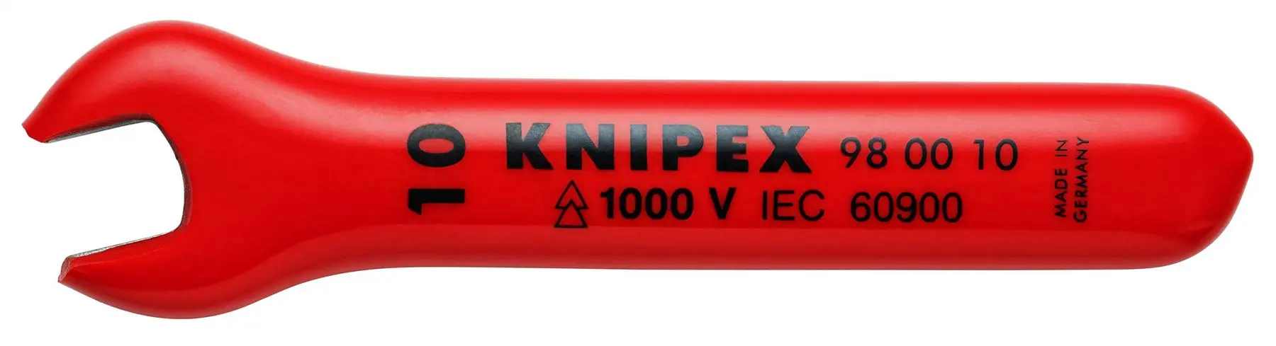 KNIPEX Open End Wrench Spanner 10mm Insulated VDE 1000V 105mm Long 15° Jaw Angle 98 00 10