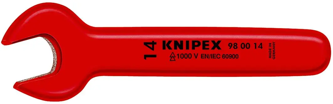 KNIPEX Open End Wrench Spanner 17mm Insulated VDE 1000V 155mm Long 15° Jaw Angle 98 00 17