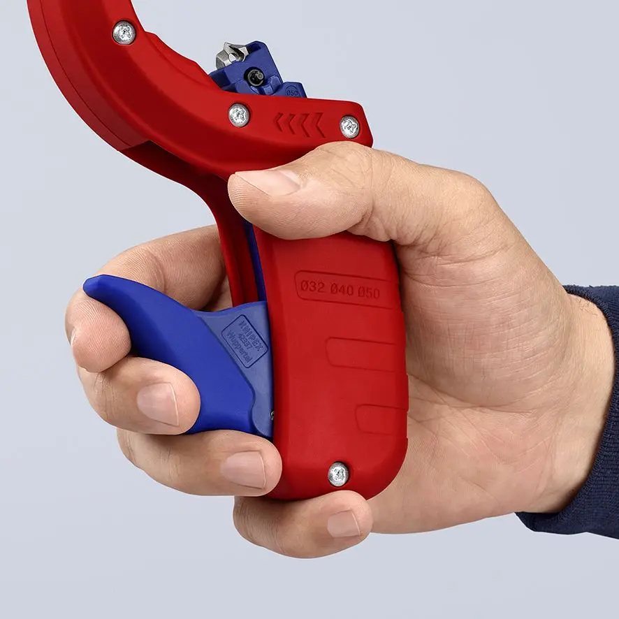 KNIPEX Pipe Cutter DP50 for Plastic Drain Pipes Cut and Chamfer 50mm Capacity 90 23 01 BK - Image 11