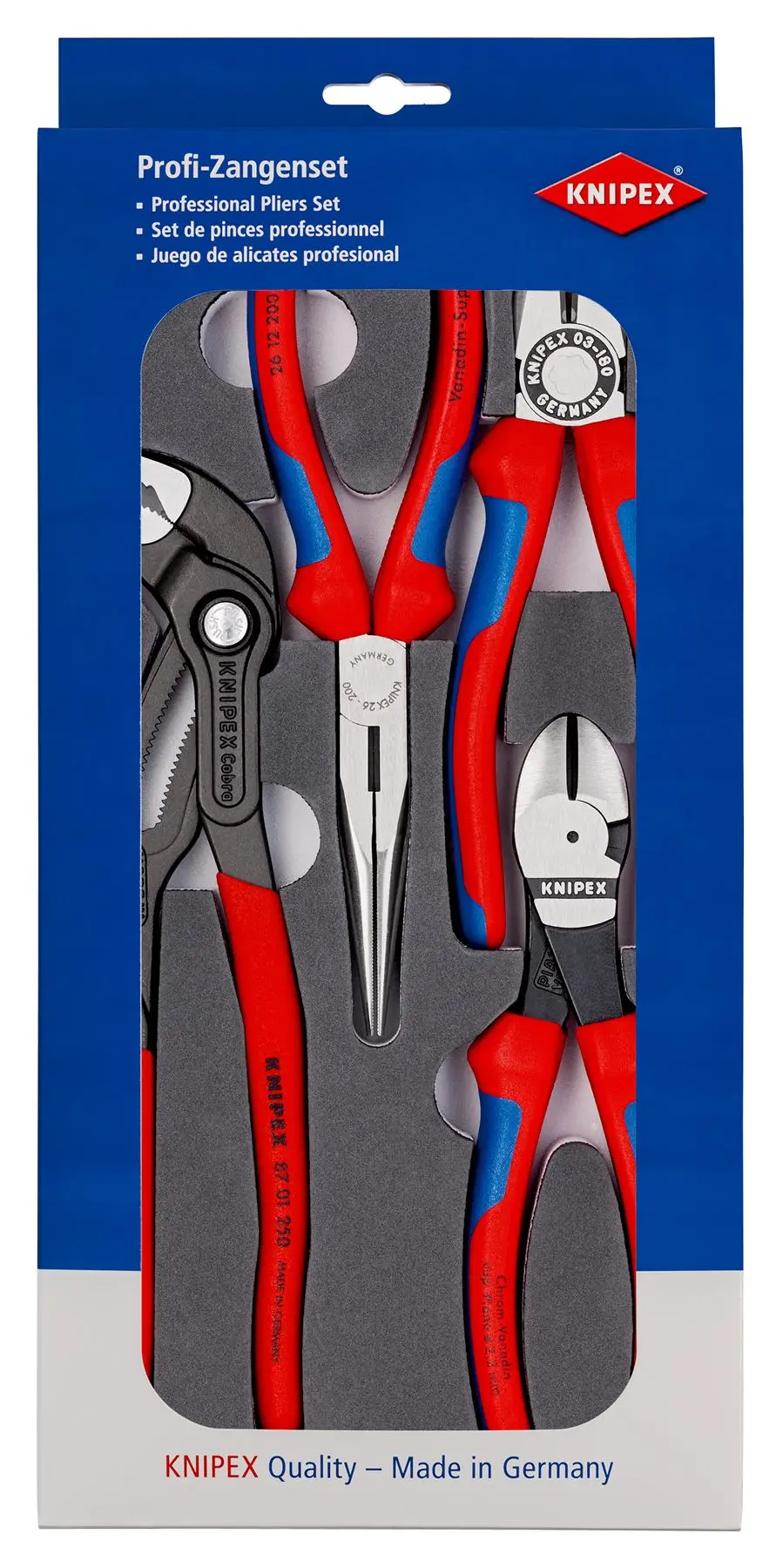KNIPEX Plier Set in Foam Tray 4 Pieces Cobra Combi Side Cutting Pliers 00 20 01 V15 - Image 2