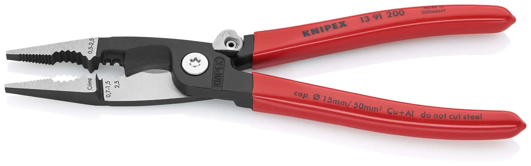 KNIPEX Pliers for Electrical Installation 200mm Plastic Coated 13 91 200 - Image 2