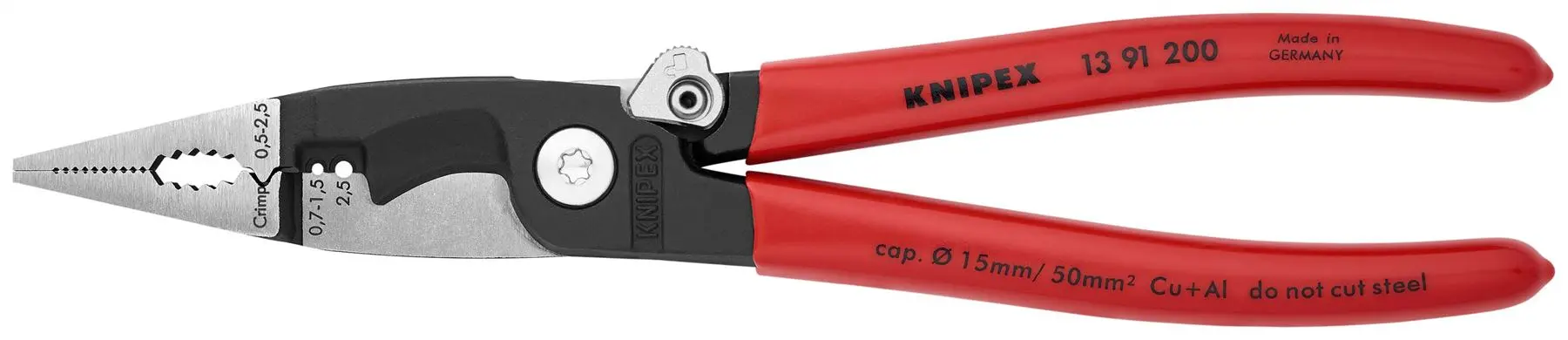 KNIPEX Pliers for Electrical Installation 200mm Plastic Coated 13 91 200 SB