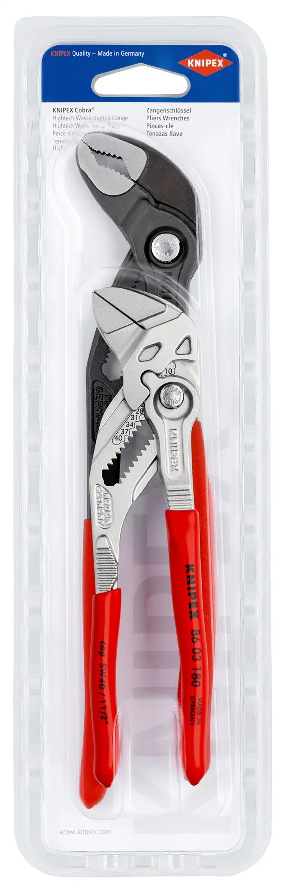 KNIPEX Pliers Wrench and Cobra Water Pump Pliers Set 2 Pieces 180mm 250mm 00 31 20 V03