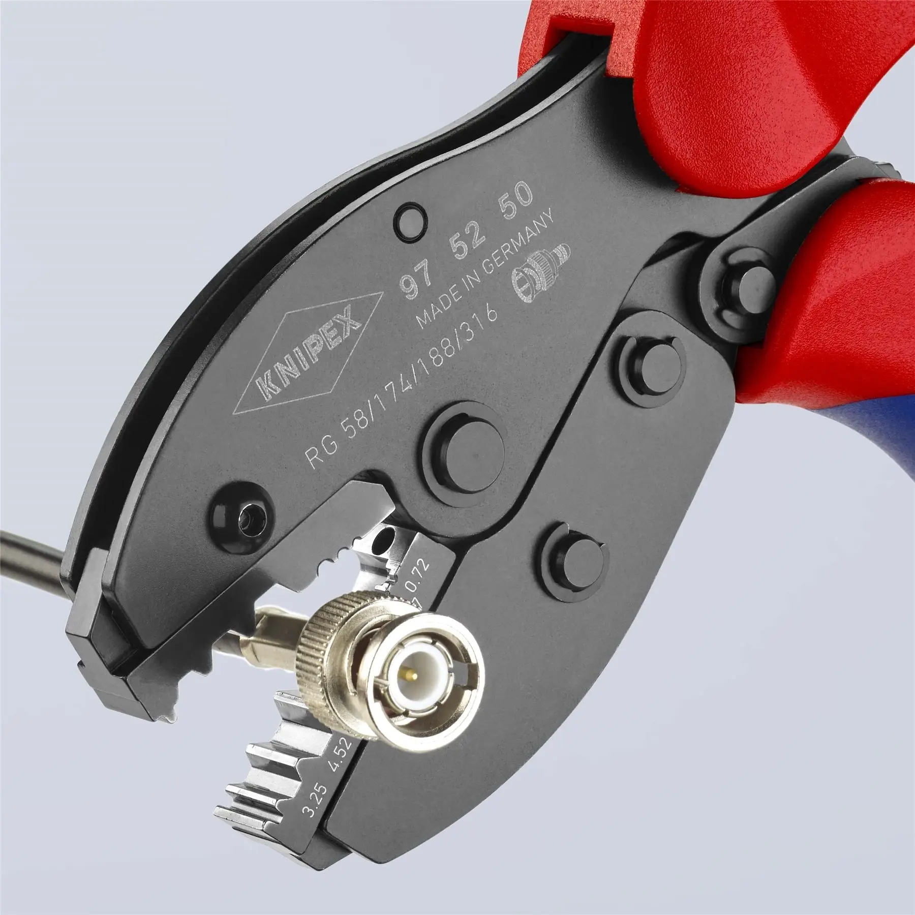 KNIPEX PreciForce Crimping Pliers for Coax BNC TNC Connectors with Multi Component Grips 220mm 97 52 50 - Image 3