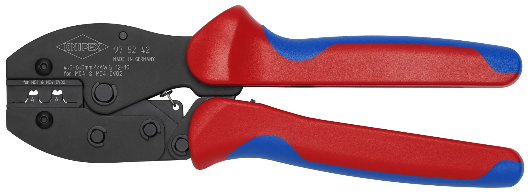 KNIPEX PreciForce Crimping Pliers for MC4/MC4 EVO 2 Connectors with Multi Component Grips 220mm 97 52 42 SB