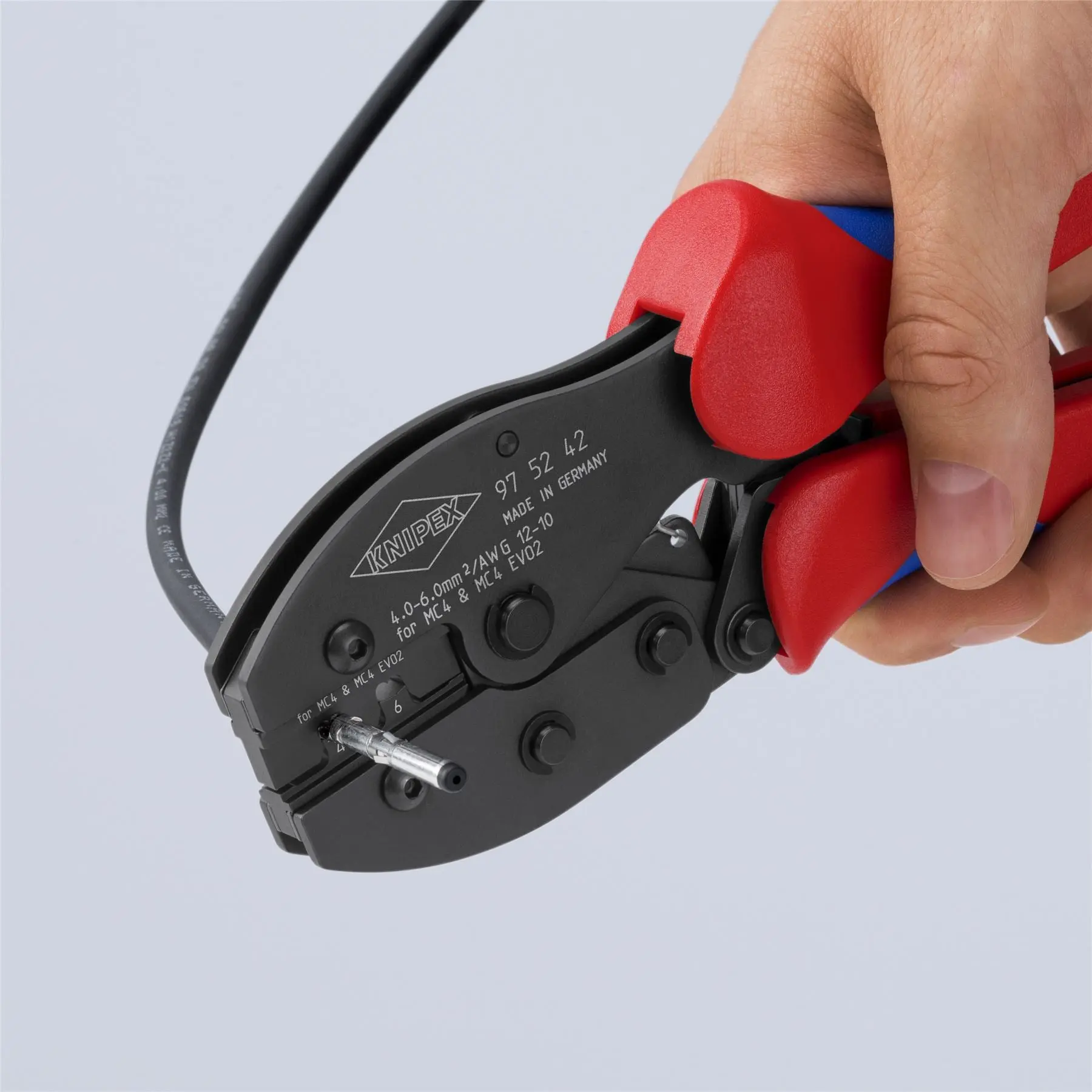 KNIPEX PreciForce Crimping Pliers for MC4/MC4 EVO 2 Connectors with Multi Component Grips 220mm 97 52 42 SB - Image 10