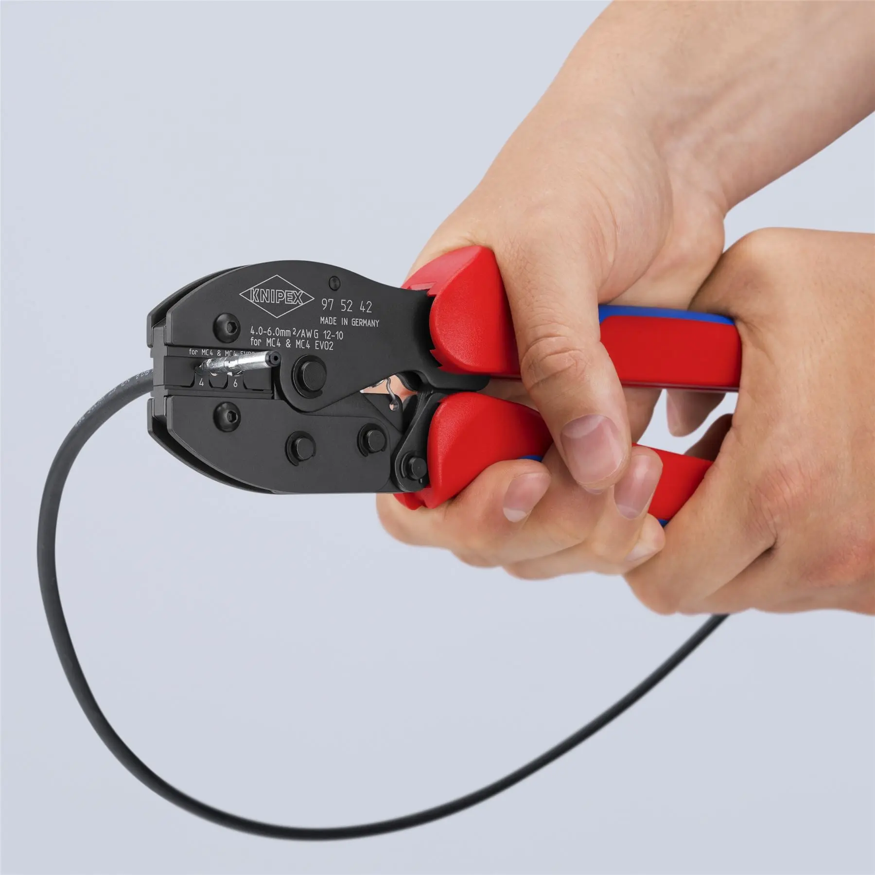 KNIPEX PreciForce Crimping Pliers for MC4/MC4 EVO 2 Connectors with Multi Component Grips 220mm 97 52 42 SB - Image 11